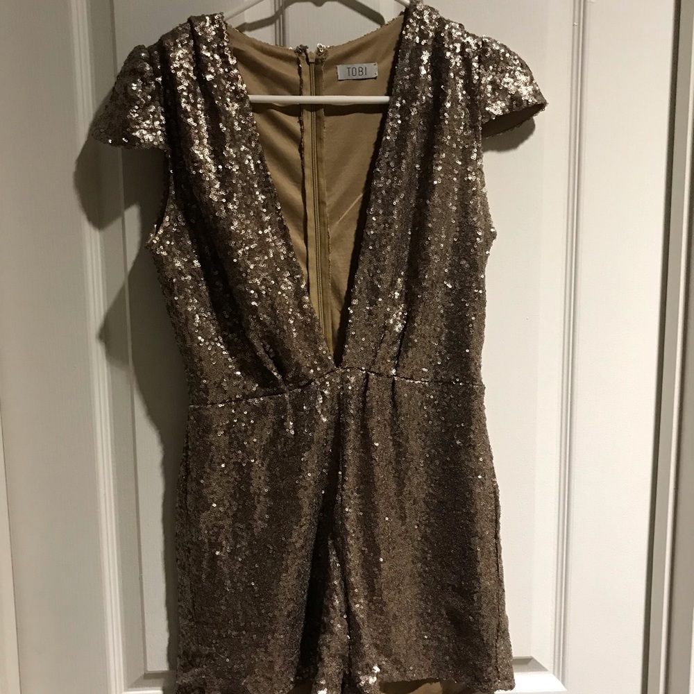 Gold sparkly romper
